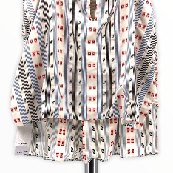 Carven Jacquard Printed Ruched Tank Top NWT size 4 Red White Blue - Picture 7 of 13